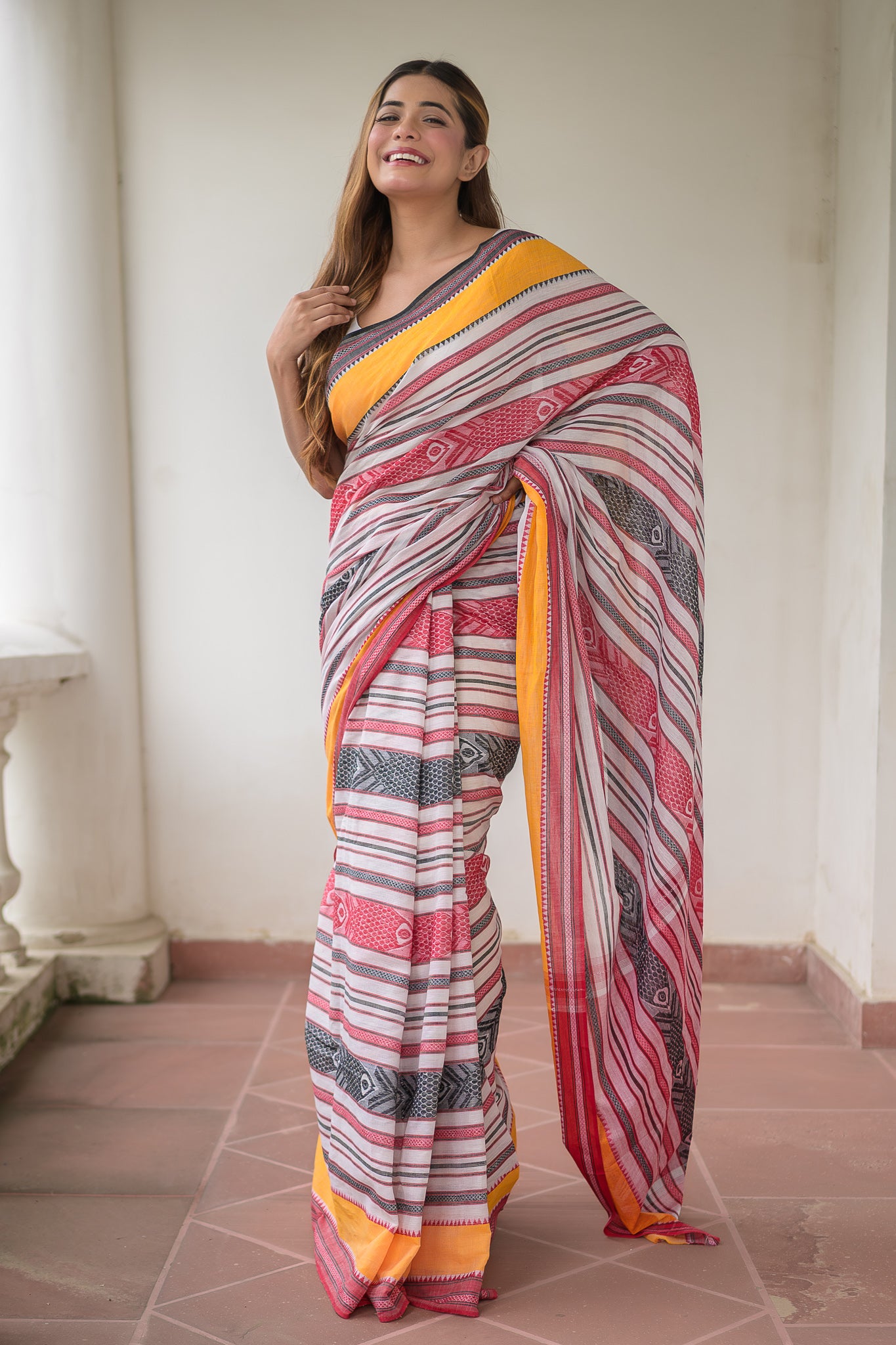Fish Motifs Pure Cotton Saree