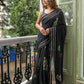 Black Sequined Mulmul Cotton Saree