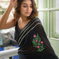 Black Sequined Mulmul Cotton Saree