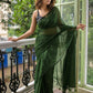 Green Ruffle Mulmul Cotton Saree