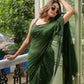 Green Ruffle Mulmul Cotton Saree