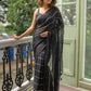 Black Sequined Mulmul Cotton Saree