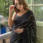 Black Sequined Mulmul Cotton Saree