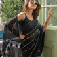 Black Sequined Mulmul Cotton Saree