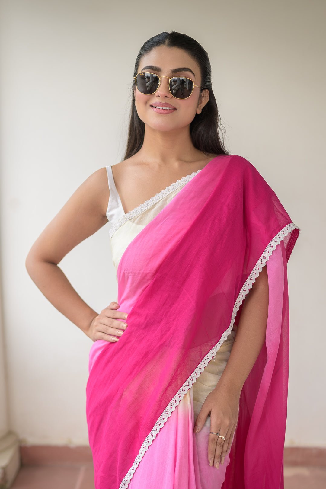 Pink Tie Dye Mulmul Cotton Saree