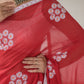 Red Siuli Mulmul Cotton Saree