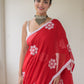 Red Siuli Mulmul Cotton Saree