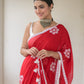 Red Siuli Mulmul Cotton Saree
