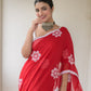 Red Siuli Mulmul Cotton Saree