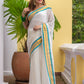 White Mulmul Cotton Saree
