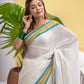 White Mulmul Cotton Saree