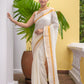 White Mulmul Cotton Saree