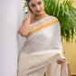 White Mulmul Cotton Saree