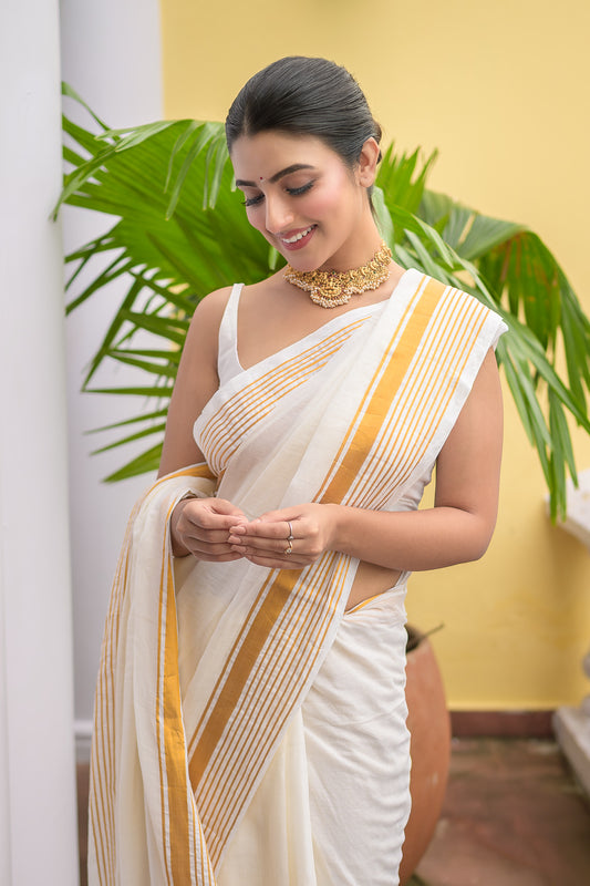 White Mulmul Cotton Saree