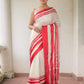 White And Red Pure Cotton Saree
