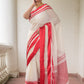 White And Red Pure Cotton Saree