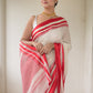 White And Red Pure Cotton Saree