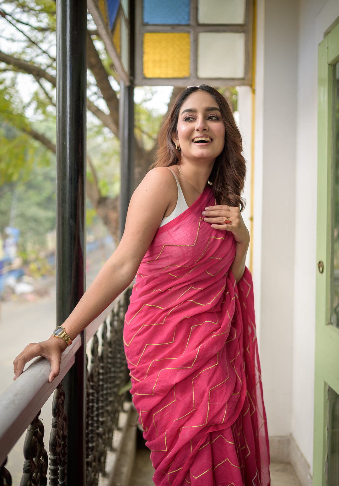 Soft Rose Pink Mulmul Cotton Saree