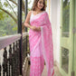 Pink Chikankari Mulmul Cotton Saree