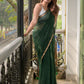 Green Sequinned Mulmul Cotton Saree