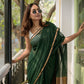 Green Sequinned Mulmul Cotton Saree