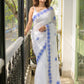 White Floral Motif Mulmul Cotton Saree