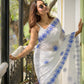 White Floral Motif Mulmul Cotton Saree