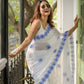 White Floral Motif Mulmul Cotton Saree
