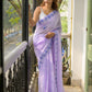 Lavender Floral Motif Mulmul Cotton Saree