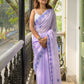 Lavender Floral Motif Mulmul Cotton Saree