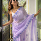Lavender Floral Motif Mulmul Cotton Saree