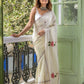 White Lotus Mulmul Cotton Saree