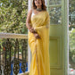 Yellow Sequined Mulmul Cotton Saree