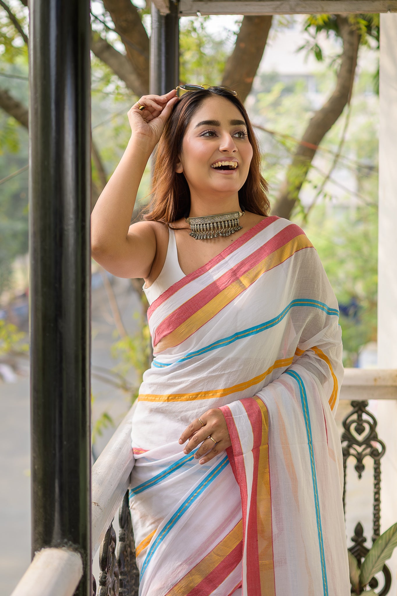 Classic White Mulmul Cotton Saree