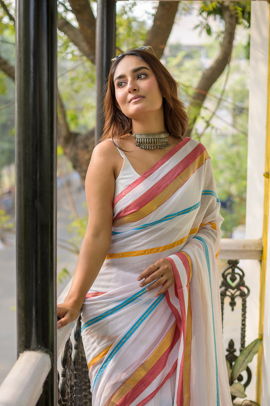 Classic White Mulmul Cotton Saree