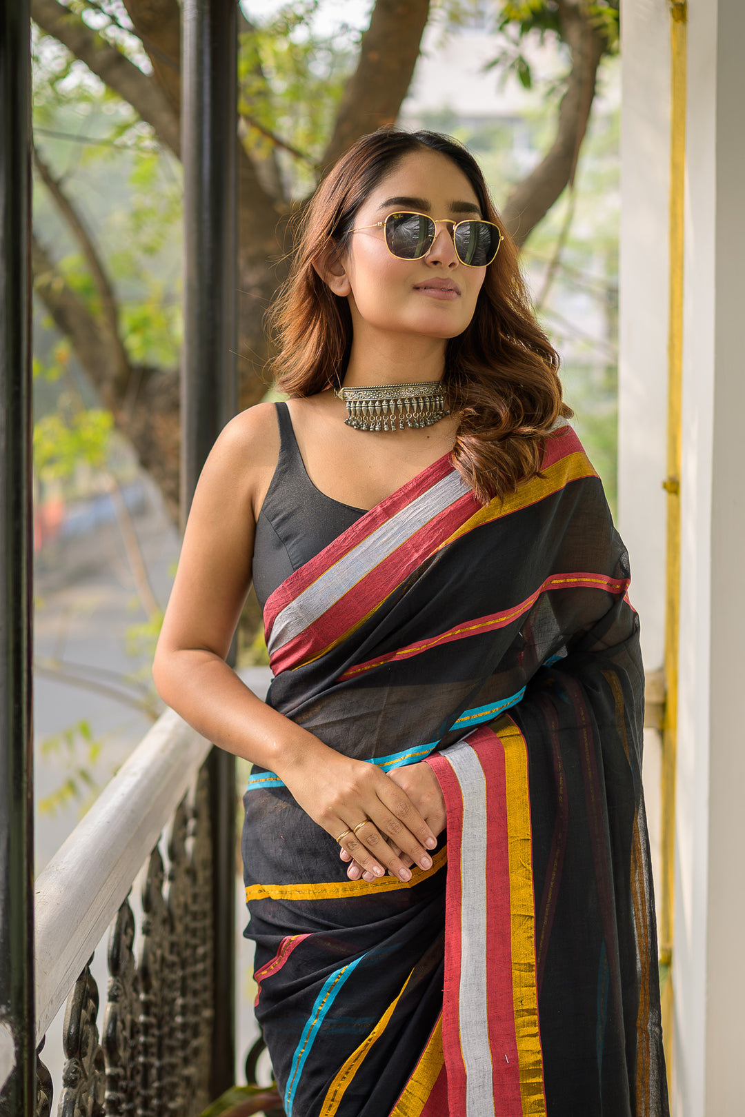 Classic Black Mulmul Cotton Saree