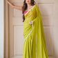 Flower Lime Green Mulmul Cotton Saree