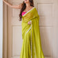 Flower Lime Green Mulmul Cotton Saree