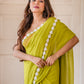 Flower Lime Green Mulmul Cotton Saree