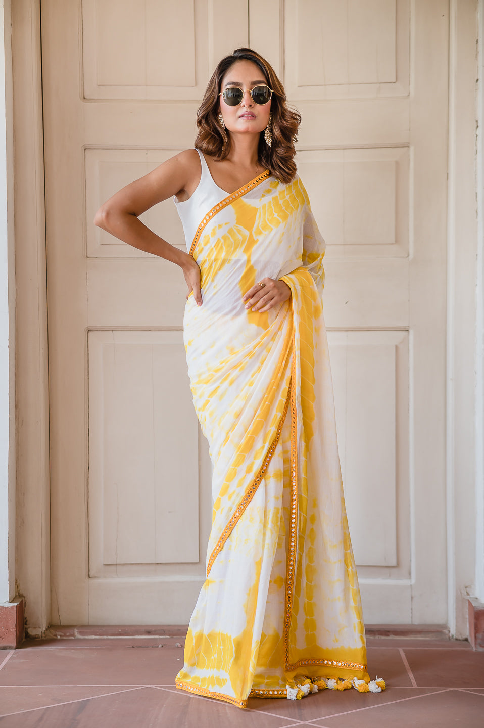 Yellow Tie and Dye Mulmul Cotton Saree