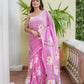 Baby Pink Hand Painted Mulmul Cotton Saree