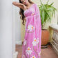 Baby Pink Hand Painted Mulmul Cotton Saree