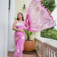 Baby Pink Hand Painted Mulmul Cotton Saree