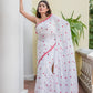 White And Red Love Mulmul Cotton Saree