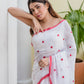 White And Red Love Mulmul Cotton Saree