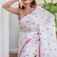 White And Red Love Mulmul Cotton Saree