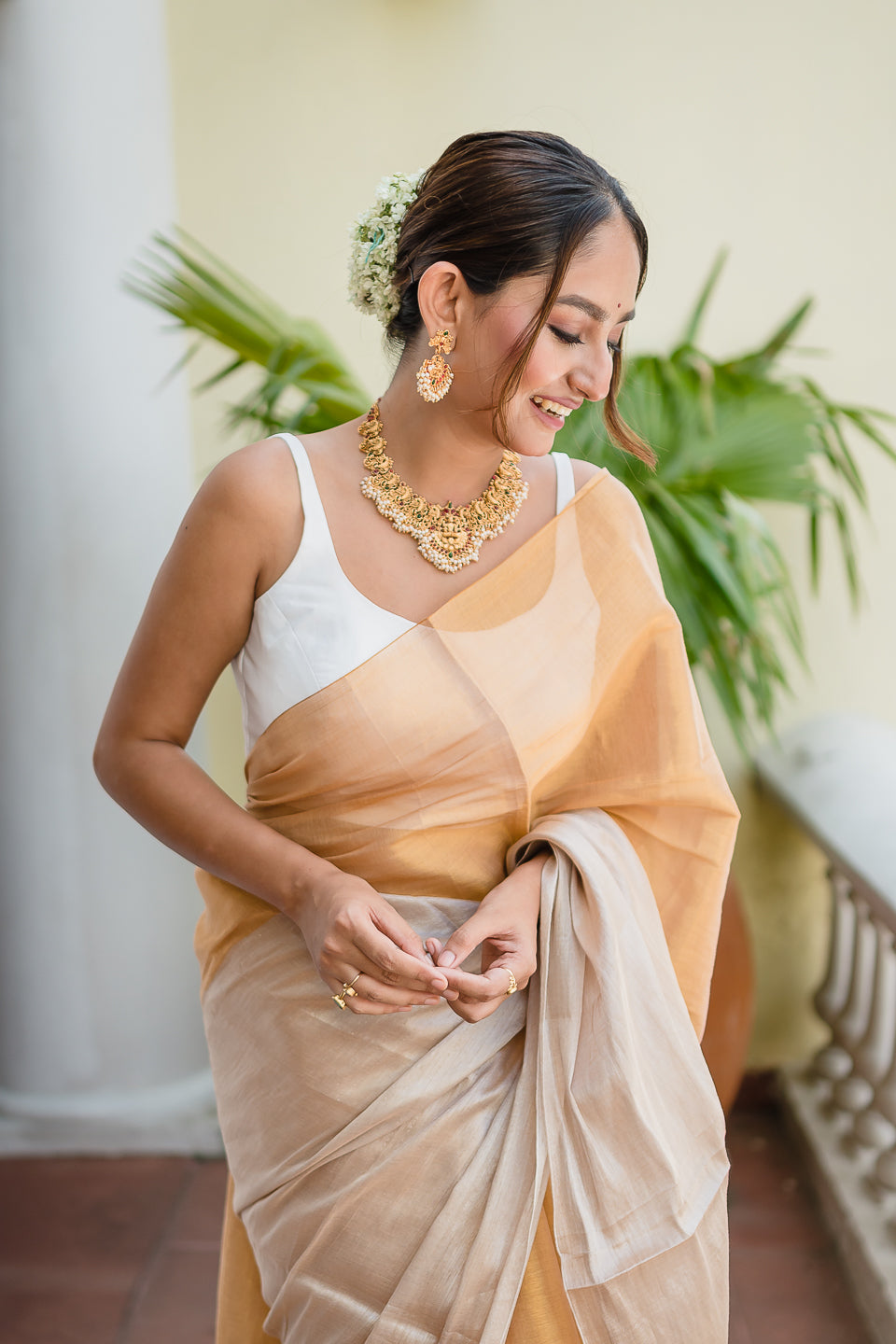 Silver Golden Tissue Saree