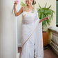 White Golden Mulmul Cotton Saree