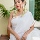 White Golden Mulmul Cotton Saree