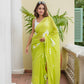 Green Hand Painted Mulmul Cotton Saree